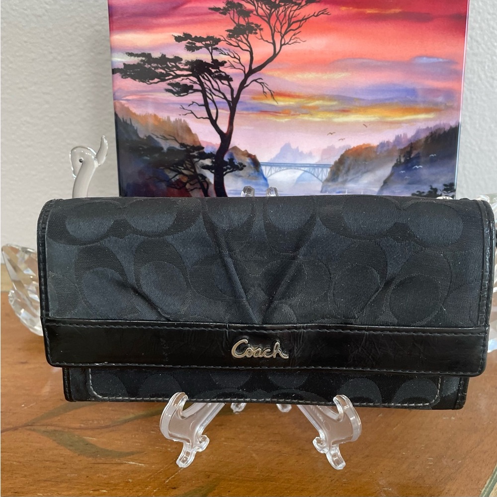 Coach black continental wallet